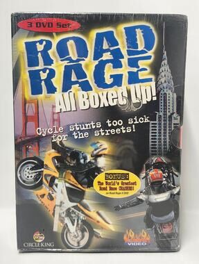 Road Rage All Boxed Up 3 DVD Set Motorcycle Street Stunts New Sealed